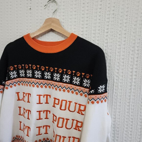 Tito's Vodka Let It Pour Ugly Christmas Sweater Orange Black White Size XXL Men - Picture 7 of 12